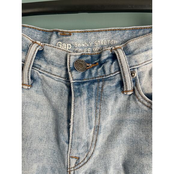 GAP Light Blue Distressed Skinny Stretch Denim Cut Off Shorts 30 - Picture 3 of 7